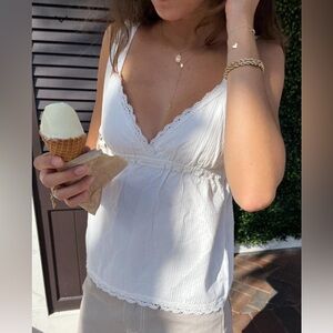 Brandy Melville White Edith Lace Tank